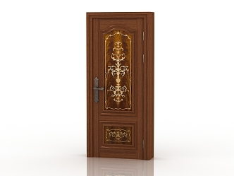 European style solid wood door interior door 3d model