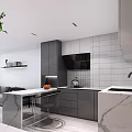 Modern Apartment Interior Design With Open Kitchen Living Room And Staircase TV Wall