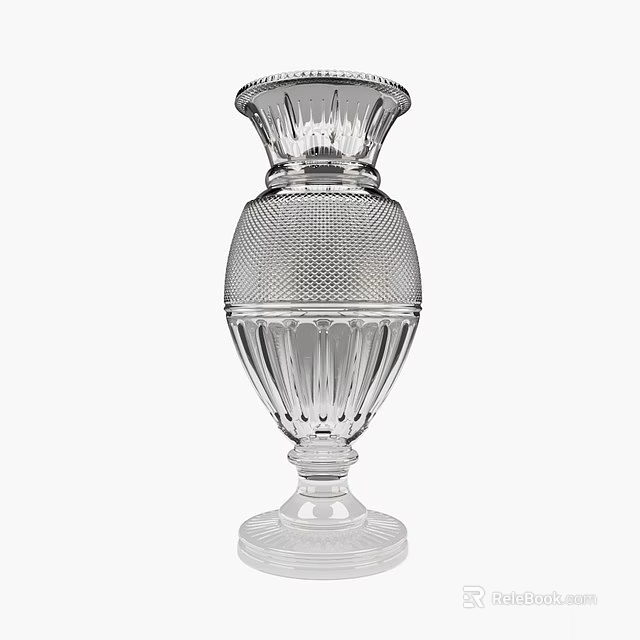 Elegant Glass Vase With Decorative Carved Design For Fresh Flowers 3d model 