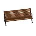 Outdoor Wooden Slat Bench With Black Metal Frame For Garden Park Seating