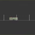 Electric Train Model on Railway Track with Metal Poles and Overhead Wires