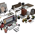 Diverse Office Supplies Including Stationery Desk Accessories And Tools 3d model