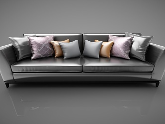 Modern double sofa three-seat sofa 3d model