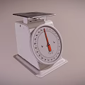 Vintage Mechanical Kitchen Scale With White Body And Red Pointer Dial 3d model