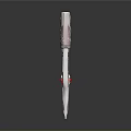 Ornate Decorative Weapon With Silver Blade Pink Handle And Red Gemstone