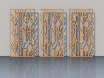 New Chinese-style Ornaments Screen Flower Screen Partition Ornaments 3d model