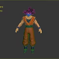 3D Animated Character Model With Red Martial Arts Uniform Blue Belt And Black Spiky Hair