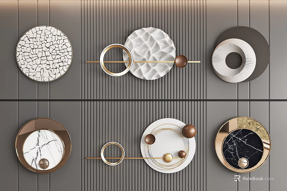 Modern Wall Decor Hangings With Diverse Shapes And Textures 3d model