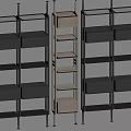 Modern Decorative Cabinet with Black Metal Frame Clear Glass Shelves and Open Storage Design