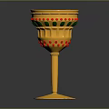 Elegant Golden Goblet With Red And Green Decorative Elements For Daily Use