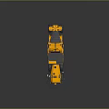 Yellow Construction Vehicle With Large Tires Black Top And Orange Warning Lights