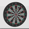 Colorful Dartboard With Darts In Bullseye And Green Red White Black Sections