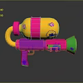 Colorful Toy Water Gun Design With Pink Handle Yellow Tank Green Nozzle And Flower Patterns