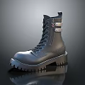 Stylish Black Lace Up Boots With Silver Buckles And Chunky Sole