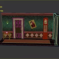 Vintage Interior Design With Green Wall Door Red Table Cabinet Painting And Red Carpet