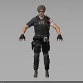 Police Character In Tactical Gear Confronting Zombie Creature In Survival Scene