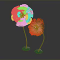 Vibrant Red Flowers With Green Stems And Round Green Bases On Gray Background