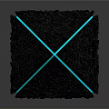 Modern Abstract Black Geometric Structure Composed of Small Cubes with Blue Glowing Edges