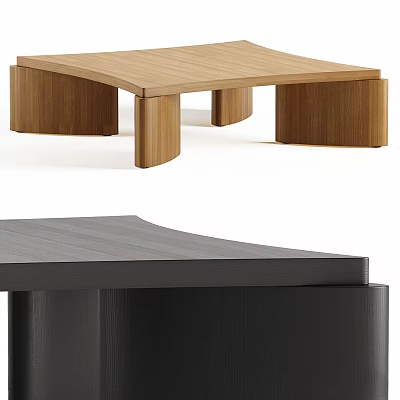 Modern Coffee Table With Wooden Top And Curved Legs Contemporary Design Style 3d model