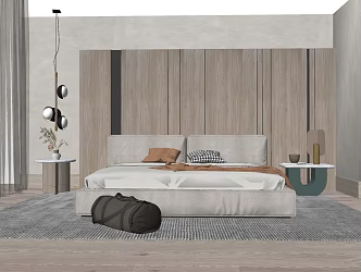 Modern Background Double Bed Home Double Bed 3d model