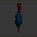 Colorful 3D Frog Model With Glowing Purple Eyes Blue Feet And Red Branch