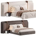 Modern Comfortable Double Bed Interior With Upholstered Headboard Plush Pillows And Cozy Bedding
