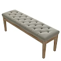 Modern Light Gray Upholstered Bench With Tufted Design And Wooden Legs