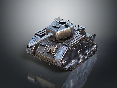 Military Tank With Metal Armored Body Cannon And Heavy Duty Tracks 3d model