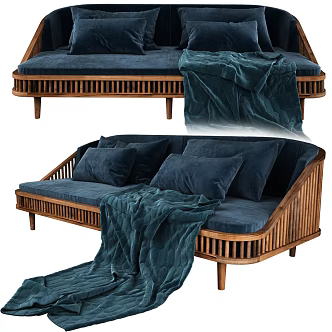 New Chinese-style double sofa 3d model