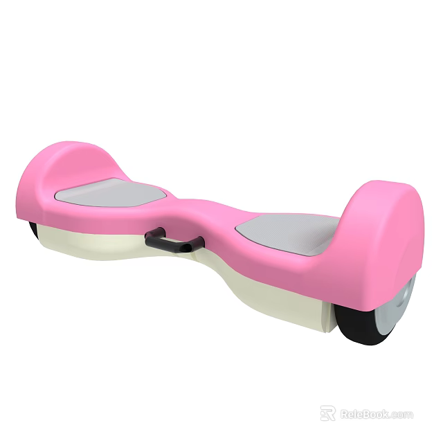 Stylish Pink Hoverboard With Two Wheels Gray Pedals And Safe Design 3d model 