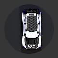 Sleek Racing Concept Car With Black White Pattern And Rear Spoiler