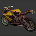 Sporty Yellow And Black Motorcycle With Sleek Design Side Mirrors And Wheels