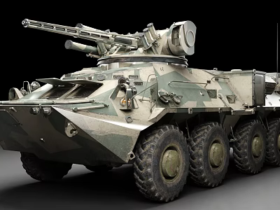 Military Armored Tank With Camouflage Paint Multiple Wheel Design And Top Weapon System 3d model