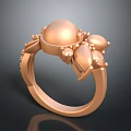Elegant Rose Gold Ring With Pearl And Decorative Details Stylish Jewelry