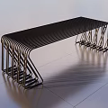 Modern Metal Landscape Bench With Curved Lines And Unique Structure Design 3d model