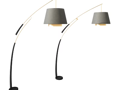 Modern Arched Floor Lamps With Gray Shades And Black Poles For Home Decor 3d model