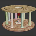 Circular Stone Platform Structure With Columns And Central Decorative Plant