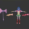 Anime Girl Themed Pink Household Accessories With Axe And Wrist Guards Set