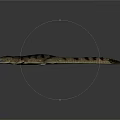 3D Crocodile Model With Open Mouth Shiny Dark Skin Lying On Dark Surface