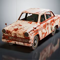 Rusty Old Classic Sedan With Weathered Paint And Vintage Design Features 3d model