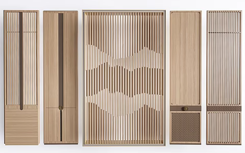 New Chinese style door and window grille partition lattice window grille doors and windows 3d model