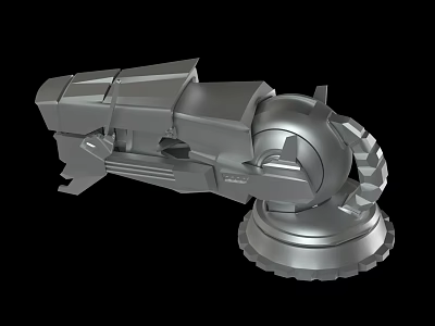 3D Model of Silver Metallic Mechanical Component With Gear Design And Base Stand 3d model