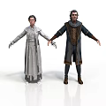 Man in Medieval Style Dark Robe With Scarf and Boots Standing With Arms Outstretched