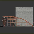Modern Design Featuring Curved Red And White Roofs With Tower Section And Orange Support Structures