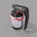Military Frag Grenade With Black Handle Red Pin Gray Body And White Label Red Text