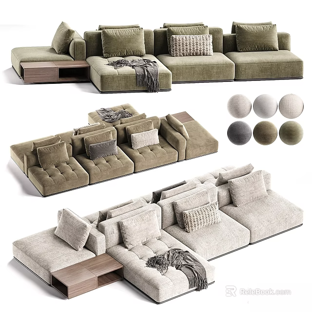 Modern Two Seater Sofa With Soft Pillows Cozy Blanket And Multiple Color Options 3d model 