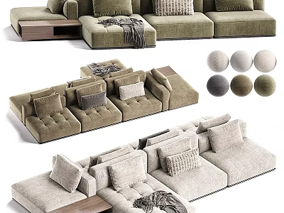 Modern Two Seater Sofa With Soft Pillows Cozy Blanket And Multiple Color Options 3d model
