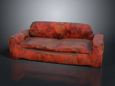 Vintage Red Patterned Multi Person Sofa With Comfortable Seats And Artistic Design 3d model