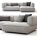 Modern Light Gray Sectional Sofa with Dark Gray Checkered Cushions and L Shaped Design