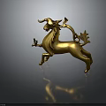 Elegant Golden Unicorn Sculpture With Decorative Horn And Leafy Tail Design